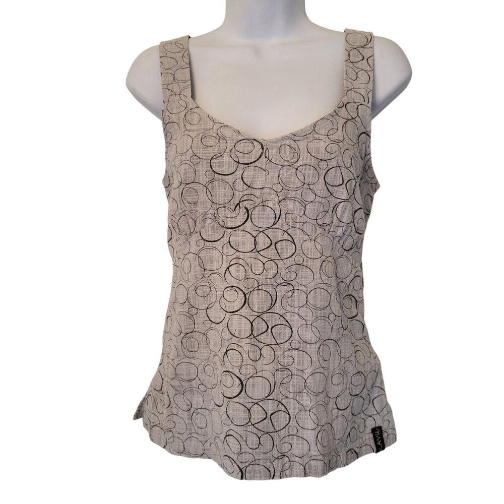 Kavu M‎ Sleeveless Top Gray Black Circle Pattern Cotton Jumper Overall Straps